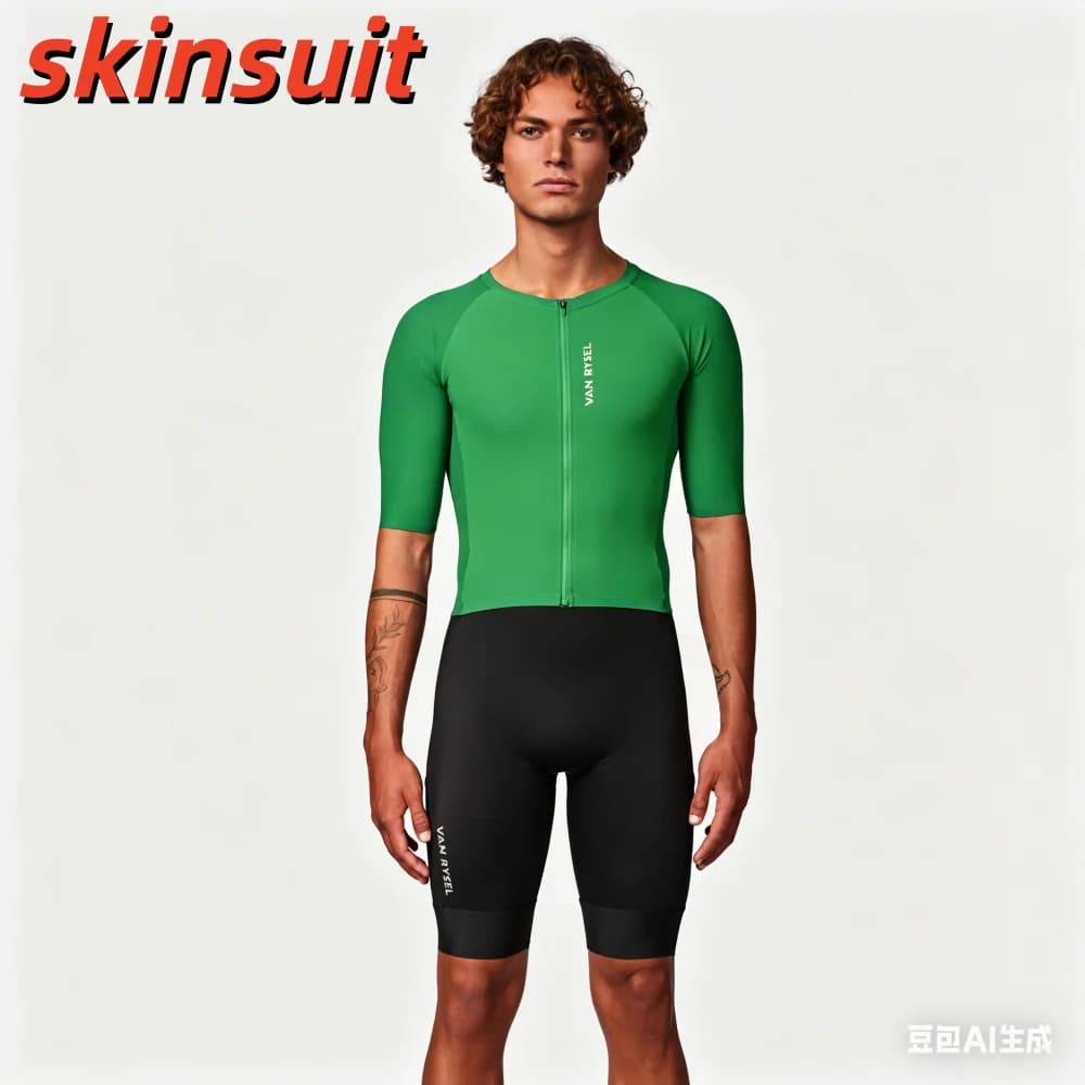 Tuta da Triathlon Estiva da Uomo, Completo Ciclismo a Maniche Corte, Abbigliamento MTB Elastico per Ciclismo, Corsa e Nuoto