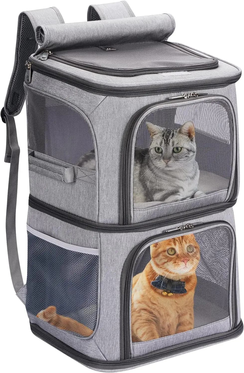 Zaino porta animali 2 in 1 per cani e gatti, borsa da viaggio portatile con ventilazione, ideale per escursioni/campeggio/viaggi