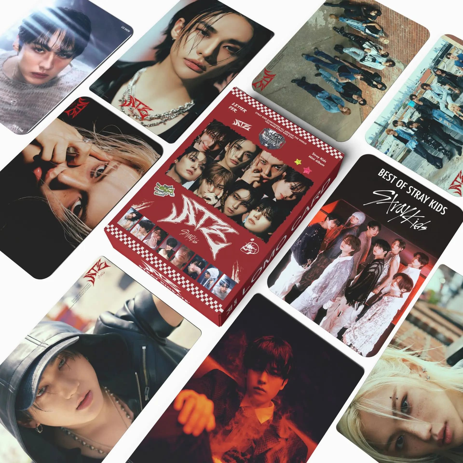 NUOVO album KPOP ATE 55PCS Stray Kids L'esperienza dominata STEP OUT 2026 SKZOO carte da collezione LOMO regalo Collezione di fan