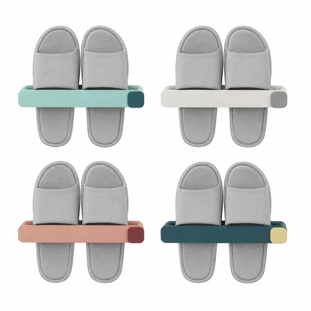 New No Punching Bathroom Slipper Shelf Space Saving Wall Mounted Shoe Rack Hanging Flip Flop Shelf