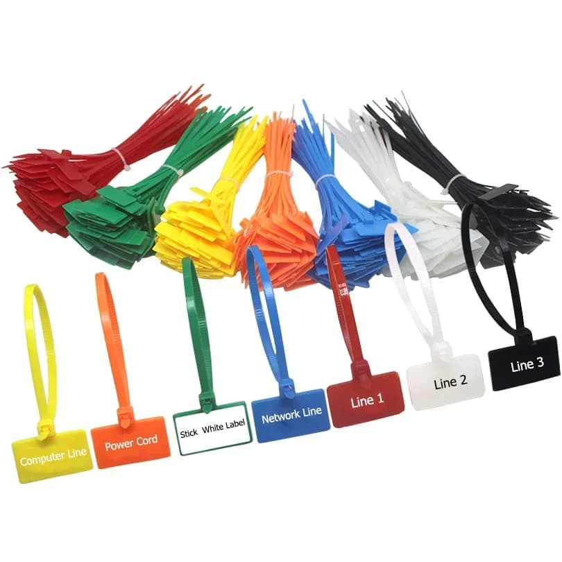 50 pz 4*150mm Fascette per cavi in nylon Etichette per etichette Marcatori ad anello in plastica Zip autobloccante