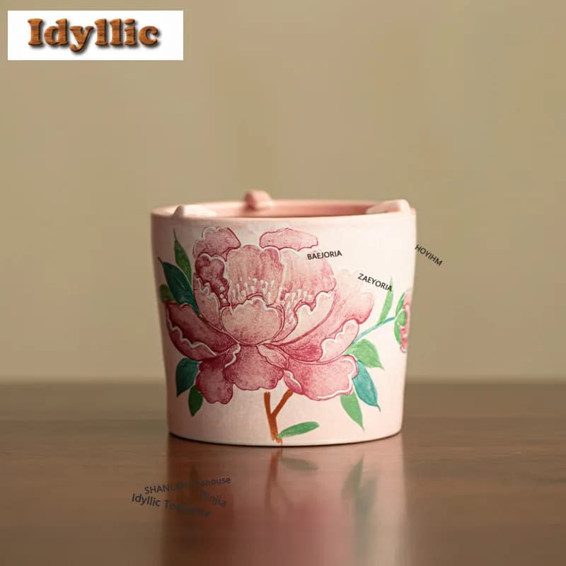 Old Rock Mud Peony Tea Warmer Holder Candle Heater Stove Kettle Stand Boiling Water Carbon Furnace Tea Ceremony Decoration Gifts