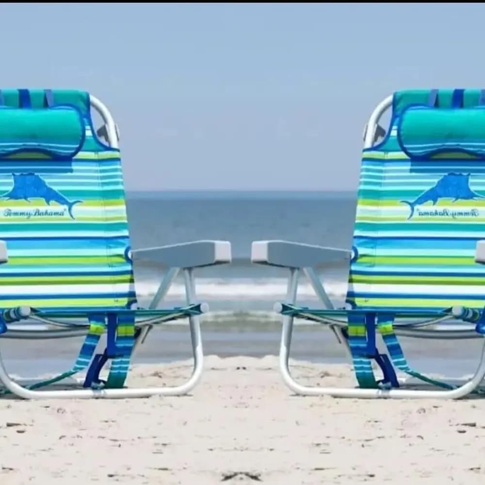 Sedia da spiaggia a 5 posizioni, custodia da carico isolata con cerniera, portabicchieri e cellulare, portasciugamani, cuscino per un comfort extra, pesante D