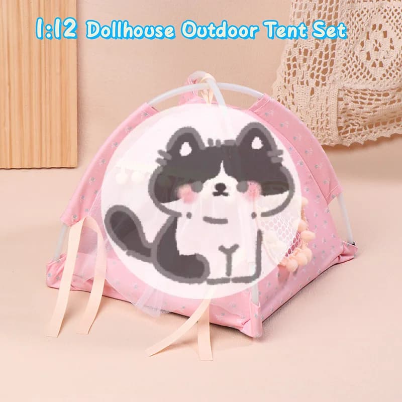 Popolare Modello di Tenda Rosa in Scala 1:12 per Casa delle Bambole, Mini Giocattoli Decorativi da Viaggio e Campeggio, Accessori per Micro Scene e Fotografia