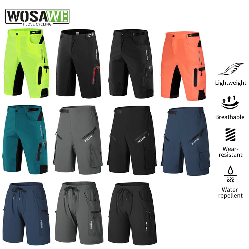 WOSAWE Cycling shorts Mountain bike MTB wide bike racing MTB bike racing pants casual cargo pants Outdoor sports Cycling shorts