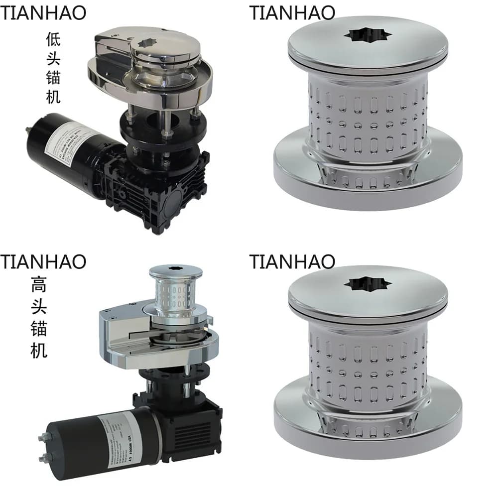 316 Stainless Steel Vertical High Head Low Head Anchor Winch 12V 1200W Suitable for Boats and Yachts up to 16 Meters