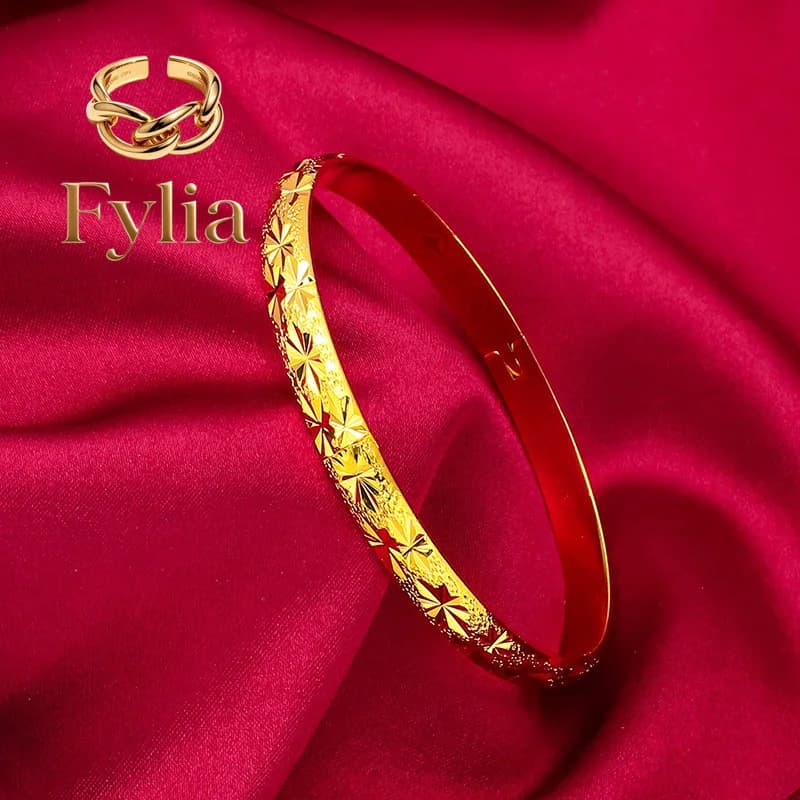 Fylia Jewelry 24K Gold 6mm Euro Coin Clasp Bracelet | AU999 Pure Gold, embossed round coin, easy-clasp, elegant for daily wear