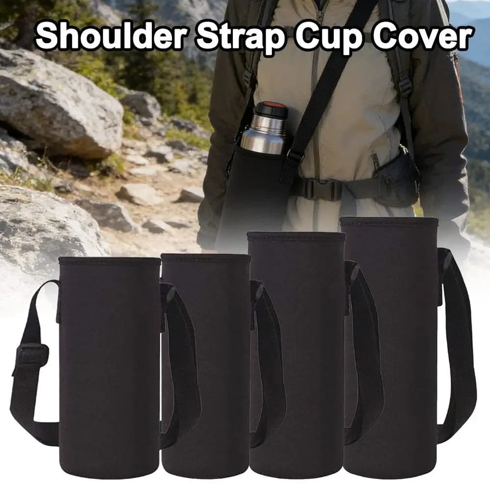 New 600-1500ML Insulated Cup Cover with Shoulder Strap Heat-insulating Water Bottle Storage Bag Non-slip Glass Cup Sleeve