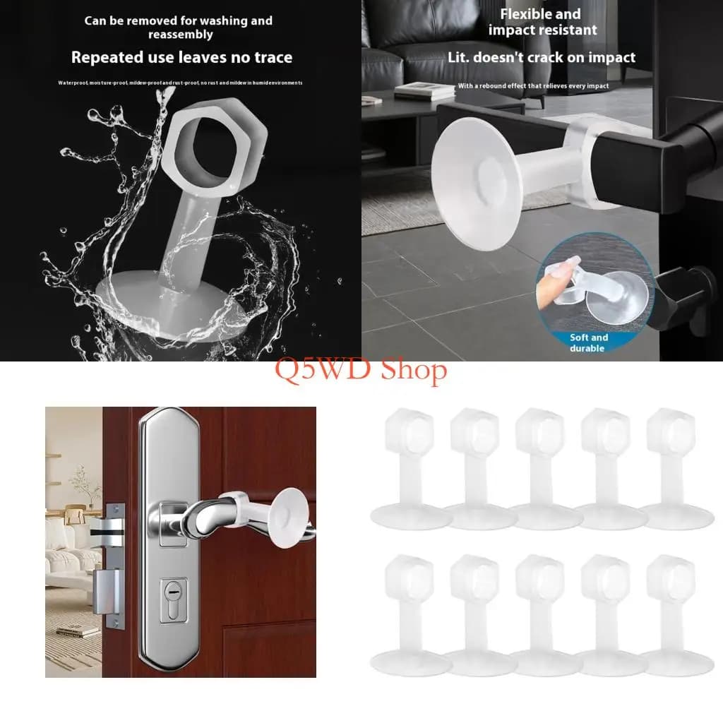 Q5WD Fermaporta in silicone trasparente da 10 pezzi senza protezioni murali adesive per trapano