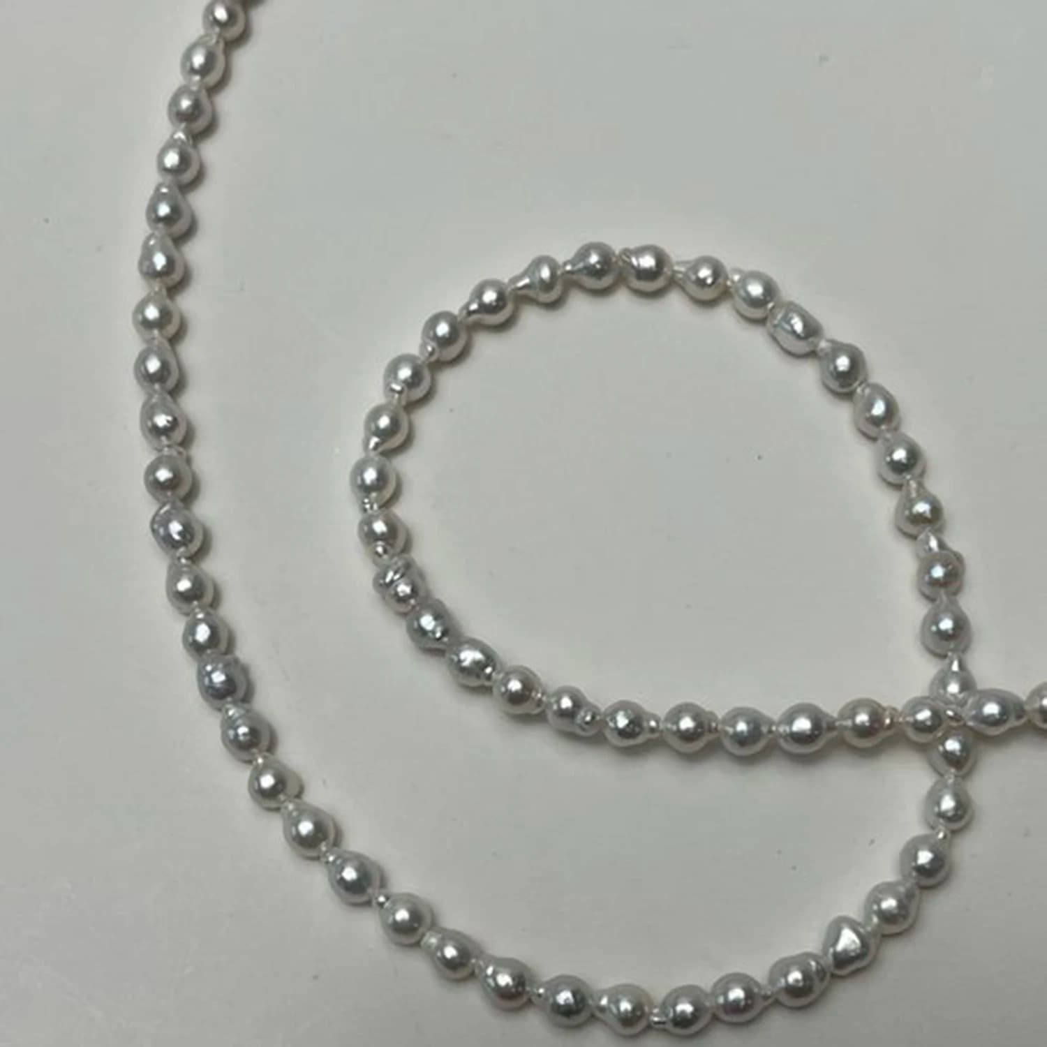 3-4mm Natural Pearl Round Shape Freshwater White Necklace Semi-Finished Baroque DIY Materials Accessories Wholesale Jewelry