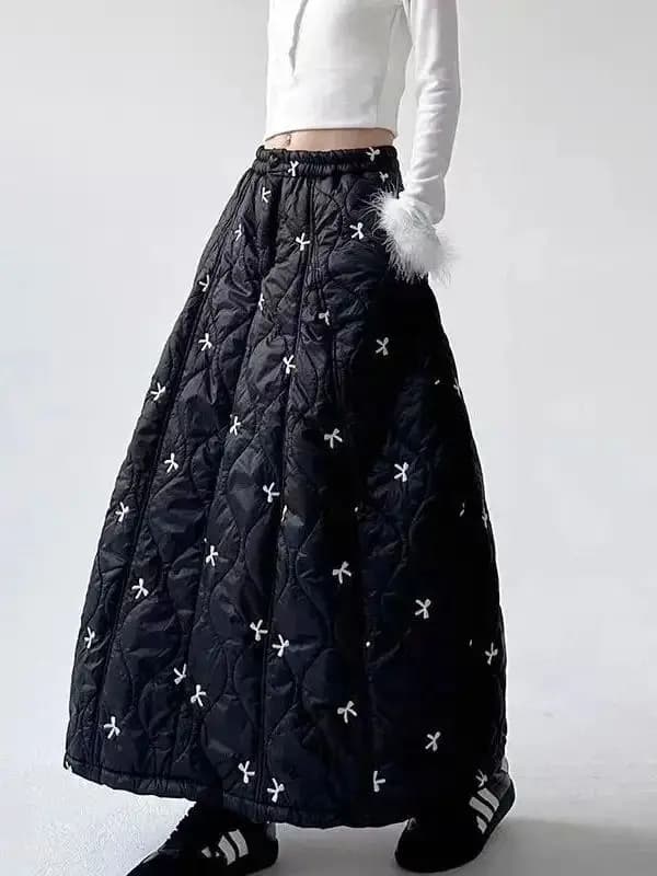 Warm High Waist A-Line Flower Bud Skirt Women's Faion Polyester Daily Wear Spring Season Elastic Waist No
