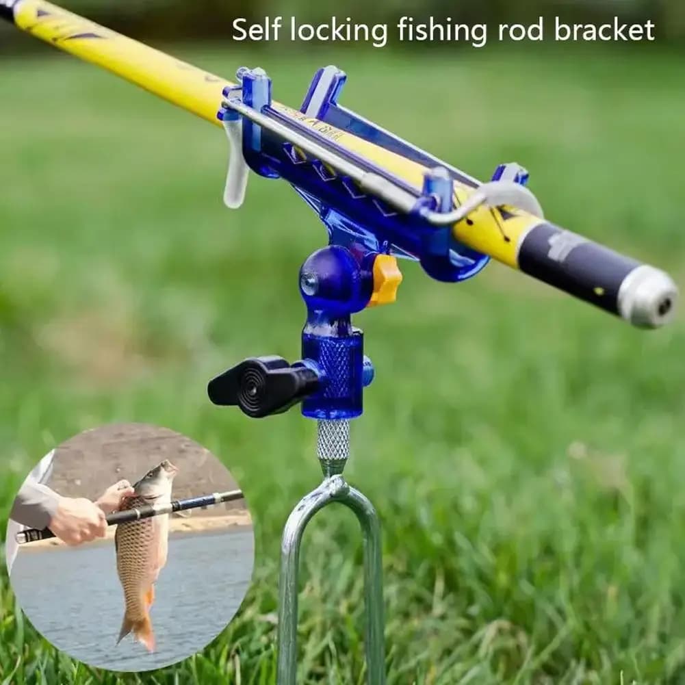 Universal adjustable ground support for fishing rod - ABS self-locking bracket thickened, 360 ° Fishing rod