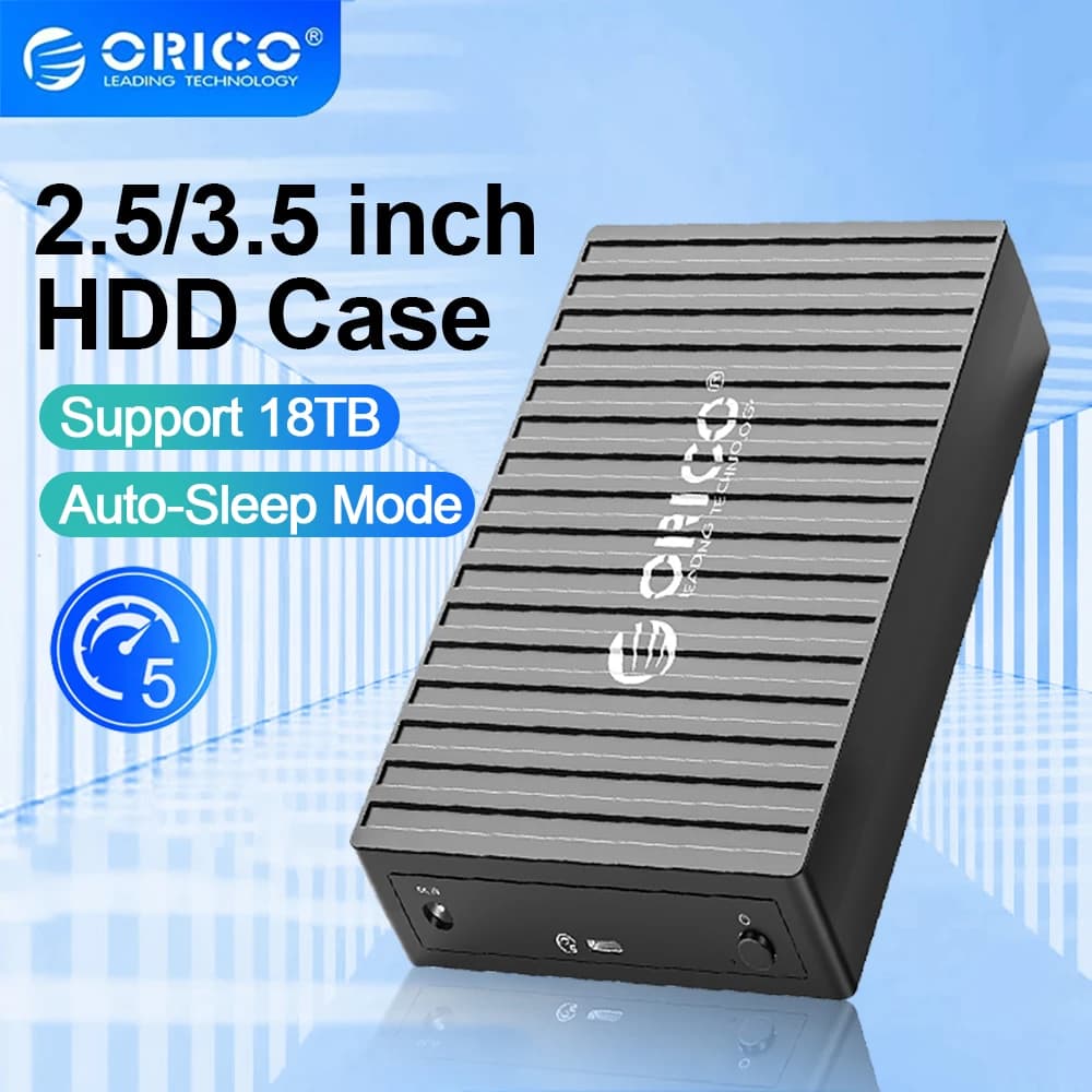 ORICO Custodia per HDD da 3,5" Tipo C Custodia per disco rigido SATA da 2,5'' 3,5 Lettore per disco rigido esterno SATA a USB 3.0 per SSD HDD da 2,5/3,5''