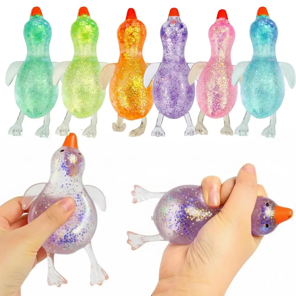 1 Pezzo Giocattolo Squishy Pinguino Glitterato, Morbido Antistress a Lenta Risalita, Giocattolo Sensoriale Fidget per Bambini e Adulti, Regalo di Compleanno
