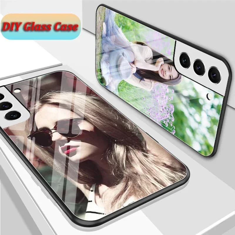 for Samsung Galaxy S26 S25 S24 S23 A54 A34 A53 A13 A73 S22 S21 FE Ultra Note 20 Plus Case Custom Photo DIY Tempered Glass Cover