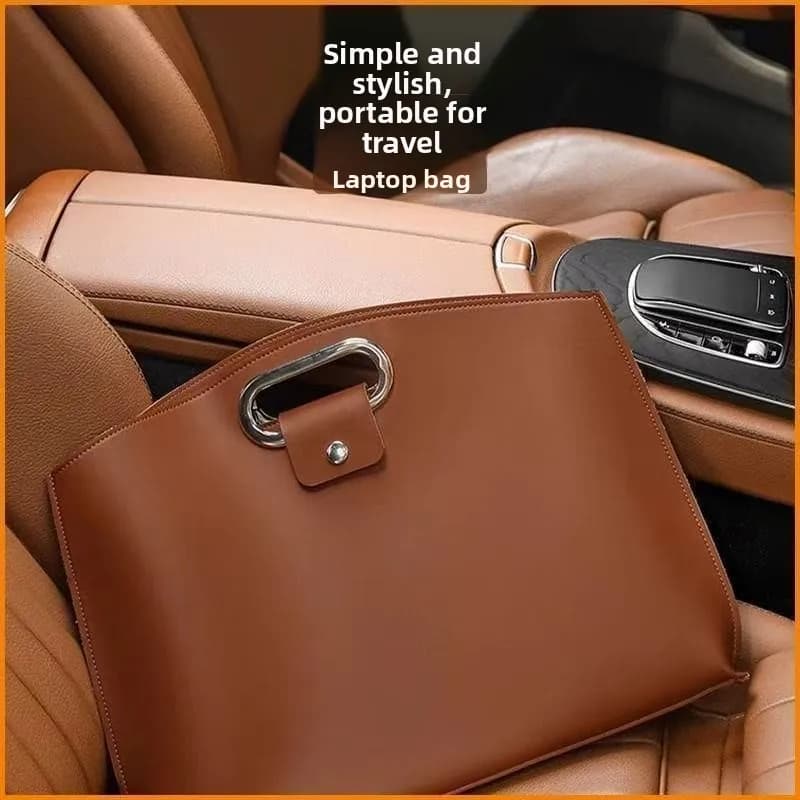 Somenie Light Luxury Minimalist PU Leather Laptop & Tablet Handbag, New Design Lightweight Large Capacity Business Carry Bag