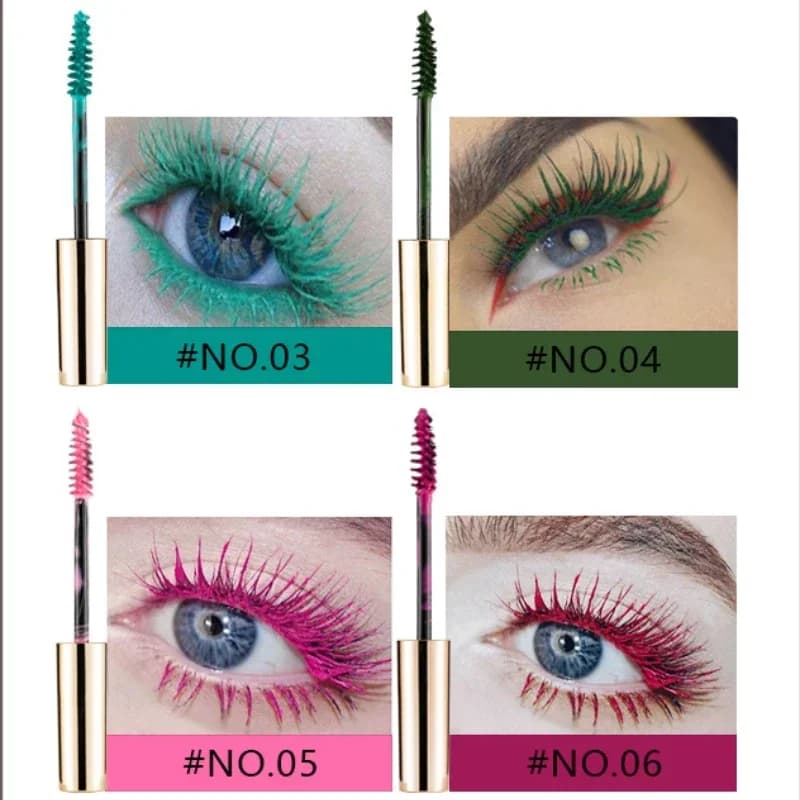 Silk Fiber Mascara 5D Colored Mascara for Eyelashes Waterproof 14 Colors Mascara 3D Extension Eyelash Thickness Cosmetic Eyelash