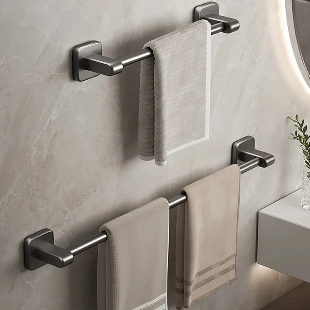 Portasciugamani da bagno senza punzonatura grigio portasciugamani unipolare spazio portasciugamani da bagno in alluminio portasciugamani da bagno asta sospesa