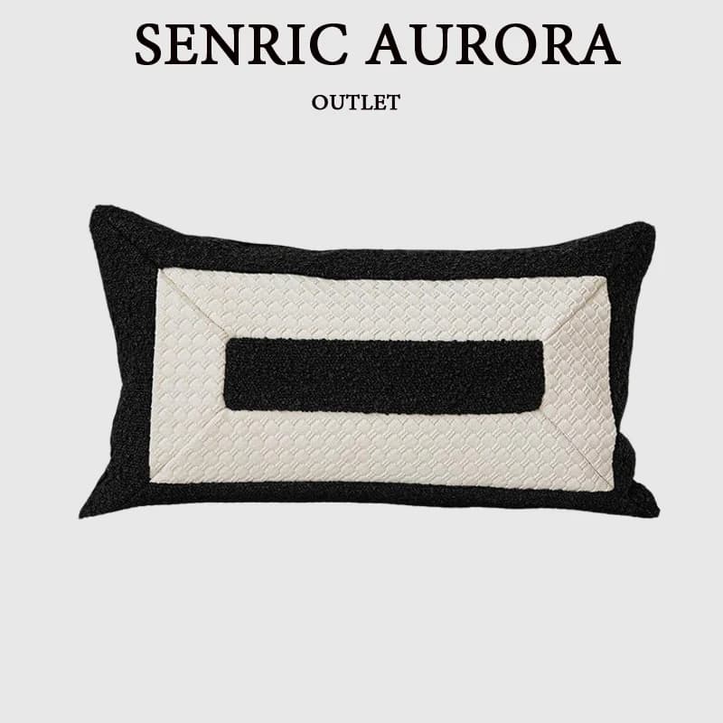 Tappezzeria moderna Federa per cuscino lombare in bianco e nero Fodera per cuscino con accento di design di lusso per divano della casa campione dell'hotel della villa