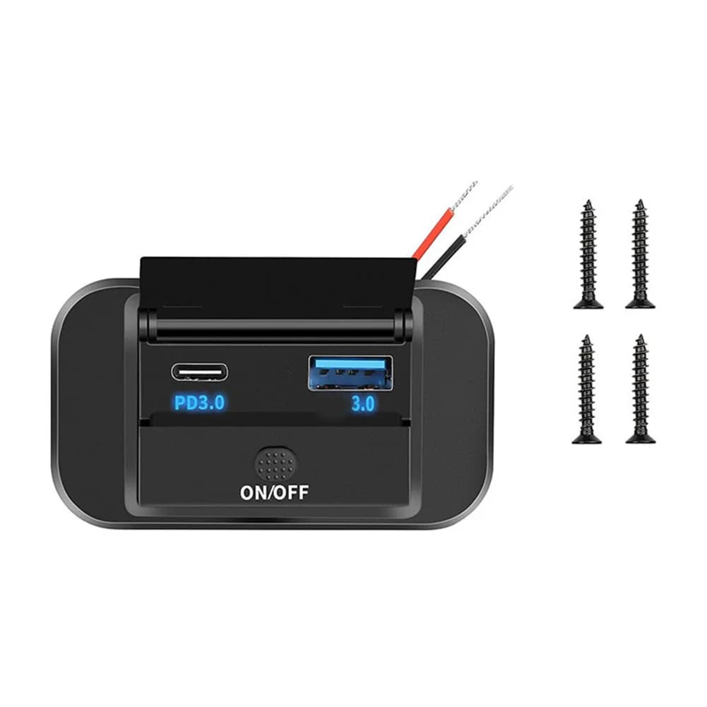 Black Fast Charge 12V Charging Hub 18W USB A Ports Charging Port Cover Dustproof Protection For Cars For Motorcycles