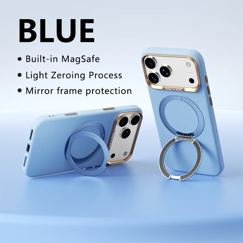 Luxury 360 Rotating Magnetic Kickstand Skin Feel Case for iPhone 18 Pro Max 17 16 Shockproof for Magsafe Metal Lens Slim Cover