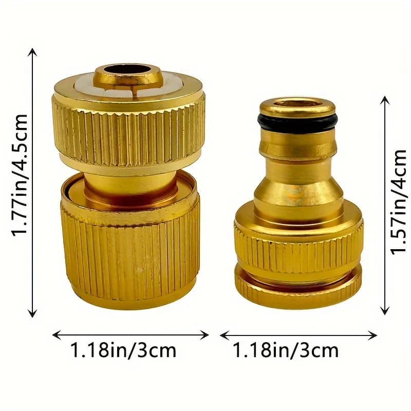 Set di 3 connettori per tubi in alluminio - Raccordo per rubinetto da 1/2'' e 3/4'' + Connettore rapido da 1/2'' (13-16mm) per tubi da giardino