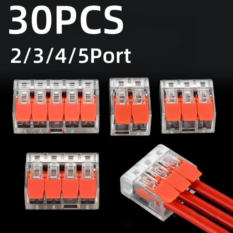 Set of 30 orange combination connectors for cables, 2/3/4/5 doors, quick connection terminals for electric sheaths