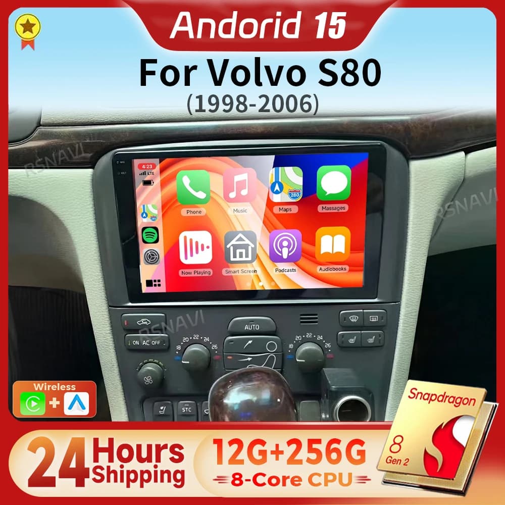 Android 15 Carplay Auto 2K Schermo Autoradio Lettore Multimediale Per Volvo S80 2004 2005 2006 Autoradio GPS Stereo Spedizione 24 ore