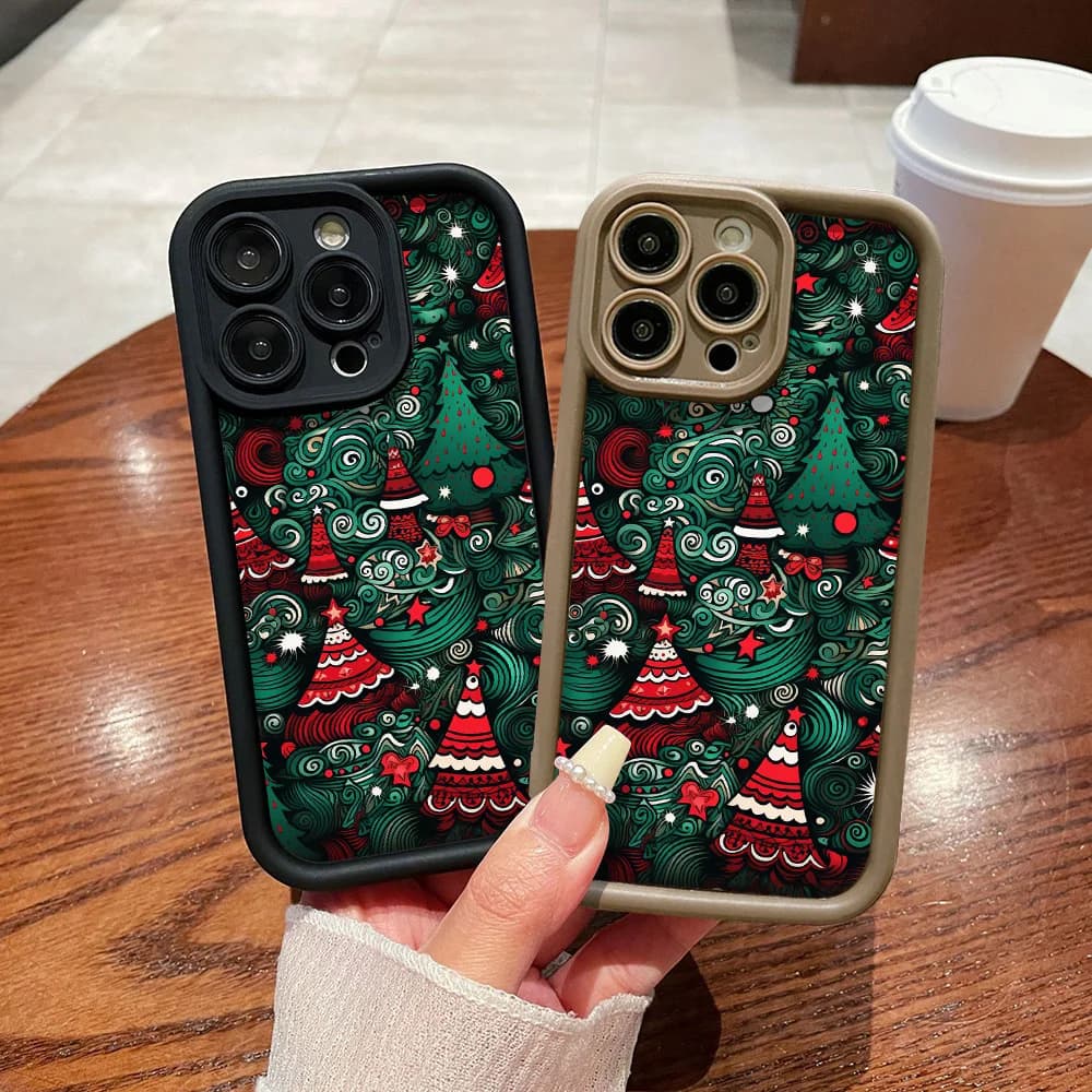 Funny Christmas Tree Silicone Phone Case for iPhone 17 Pro Max 16 15 14 13 12 11 7 Plus SE 8 XS Air Shock Cover Case