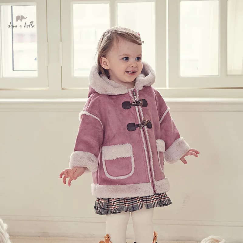 Dave Bella cappotto con cappuccio da ragazza per bambini 2023 inverno nuova moda Casual top capispalla festa all'aperto nobile fascino di classe DB4235000