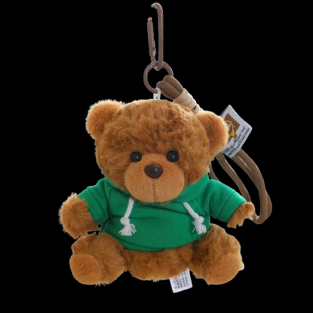 Ciondolo per Borsa Orsetto Cartoon con Cappuccio, Portachiavi Antifurto Orsetto Adorabile, Ciondolo per Borsa Orsetto Peluche Kawaii