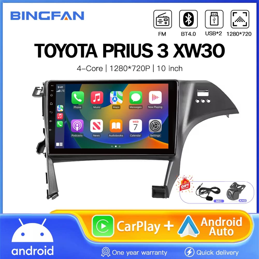 For Toyota Prius XW30 2009 2010 2011 2012 2013 - 2015 Android Auto Car Radio Video Multimedia Player Carplay GPS Navigation