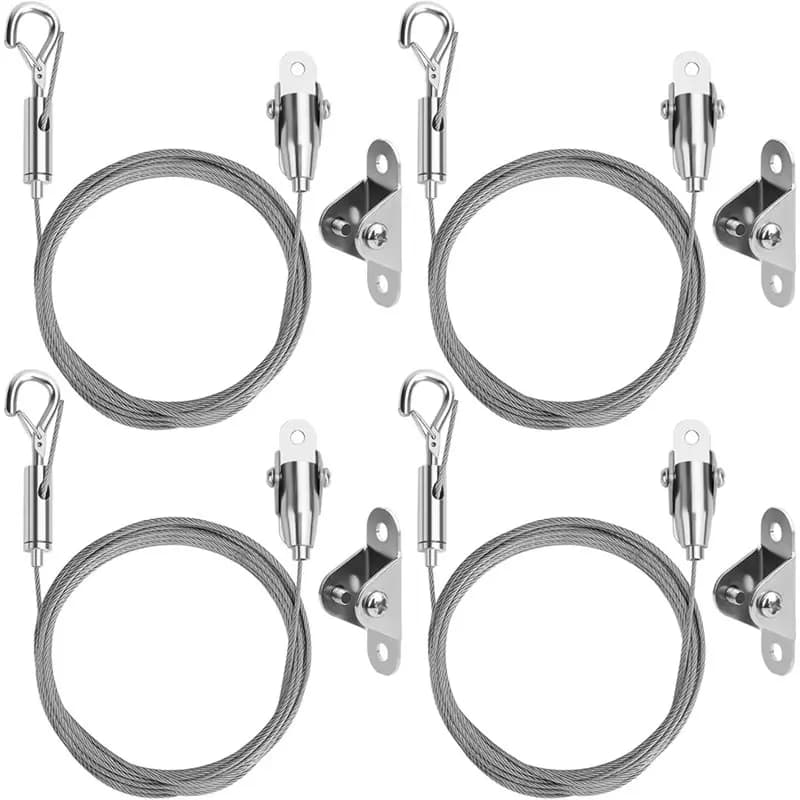 A23E-4Sets Picture Hanging Wire Kit,Adjustable Heavy Duty Stainless Steel Picture Frame Wire Hanging Kit For Photo Frame,Lamp