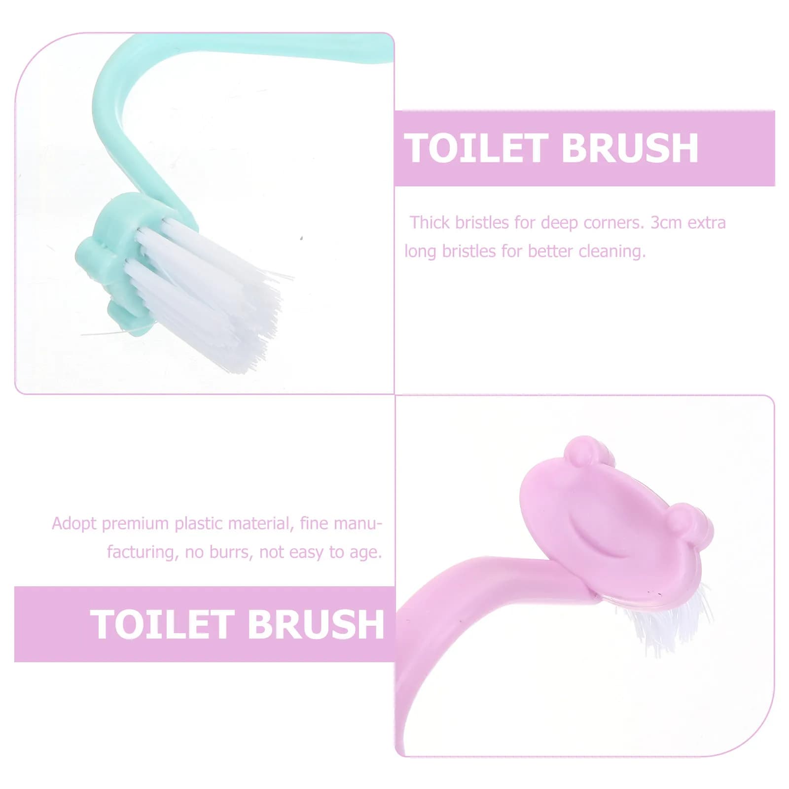 12Pcs Toilet Cleaning Brush Disposable S-Type Bathroom Cleaner Curved Thick Bristles Easy Use Tool Disposable Brush