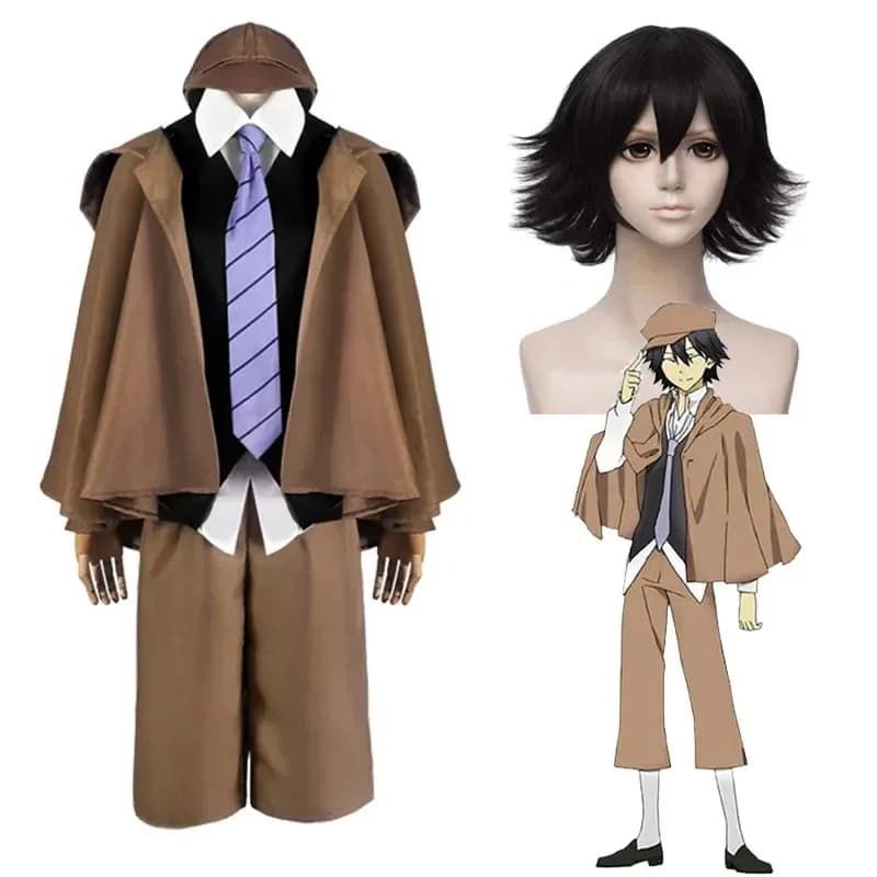 Bungo Stray Dogs Edogawa Rampo Parrucca Cosplay Detective unisex Uniforme Vestito Costumi completi Halloween Drag Party QV7387b;4.f'7;j,3'