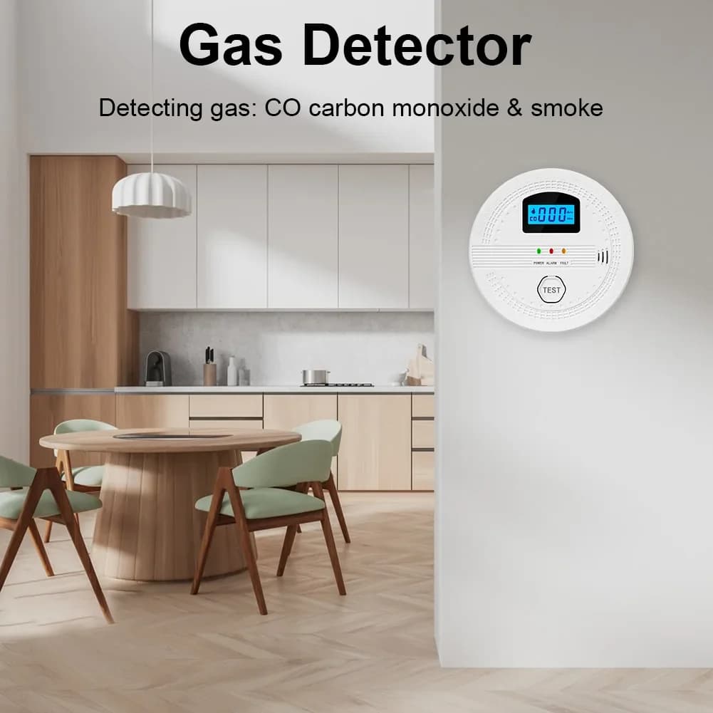 Rilevatore di CO e Fumo 2 in 1 con Allarme Sonoro e Indicatore LED, Allarme Antincendio Portatile a Batteria, Monitor CO con Sensore di Gas