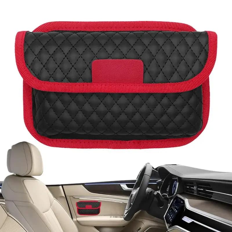 Seggiolino auto tasca laterale Organizer Mini Box Storage PU Leather penna autoadesiva supporto per telefono vassoio custodia per spazi vuoti del sedile del veicolo