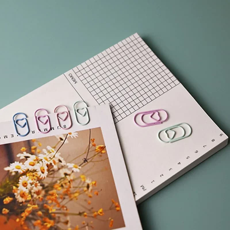 100 pezzi mini amore graffetta macaron file di colore spilla segnalibro cartella ufficio scuola studente documento strumento