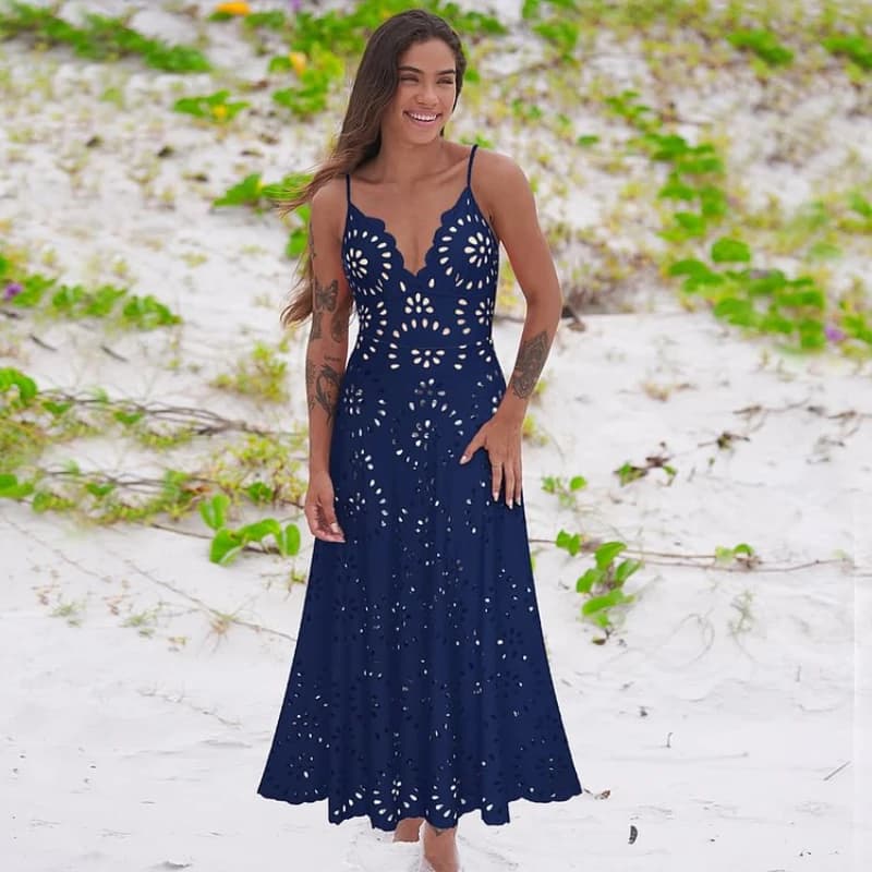 Women Summer One Piece Swimwear New Black Laser Cutting Flower Hollow Beachwear Flaxmaker Sexy Deep V Neck Swimsuit and Skirt
