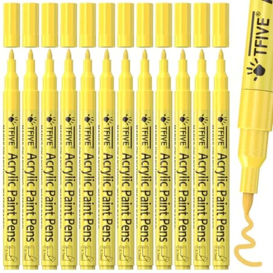 Acrylic Paint Pens, 12 Pack Extra Fine Paint Markers - 0.7mm Extra Fine Tip Acrylic Permanent Markers for Metal, Wood, Rock, Ce