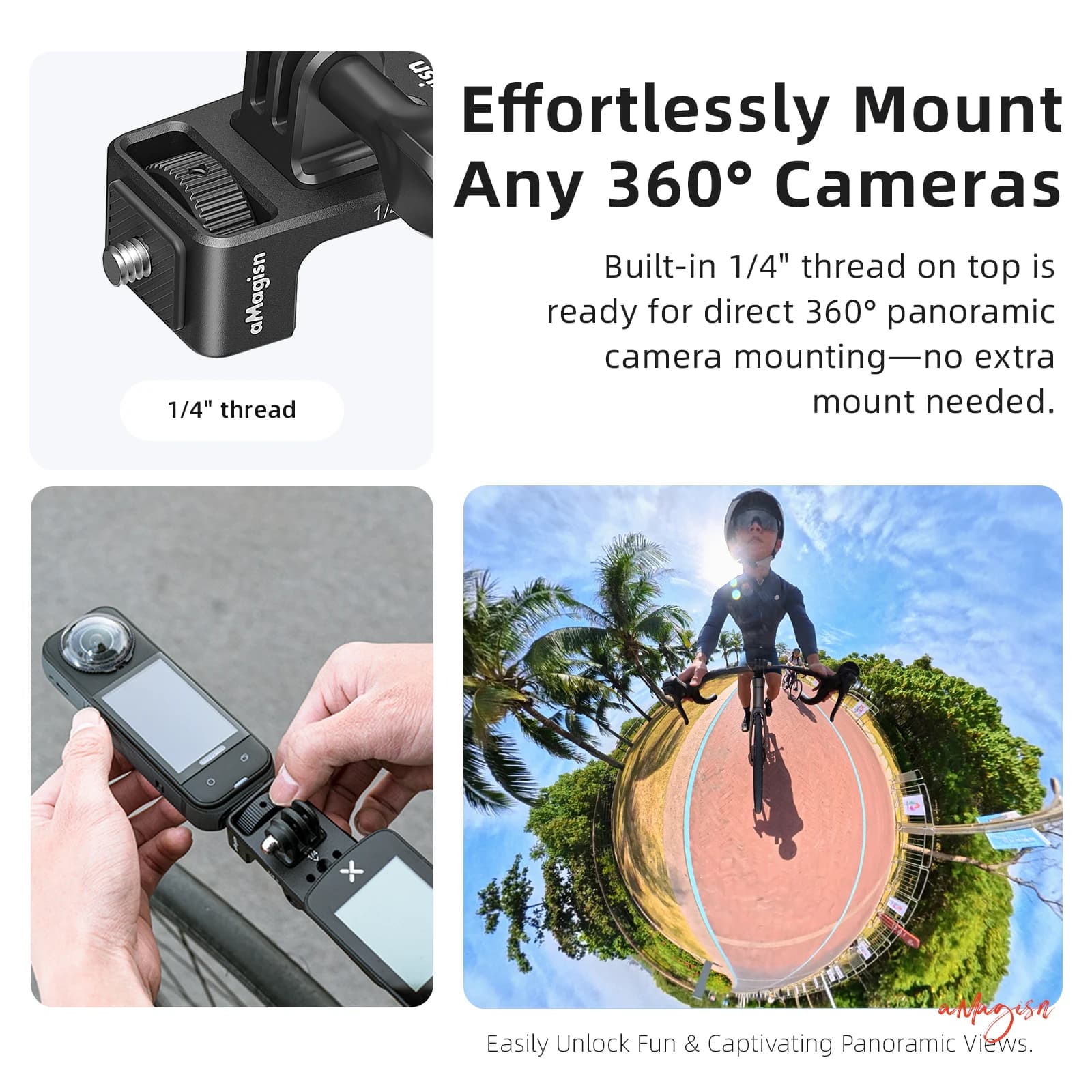 Extended support for aluminum alloy cycling computer compatible with Garmin Bryton Wahoo Base for GoPro DJI Insta360 X5 and lamp support