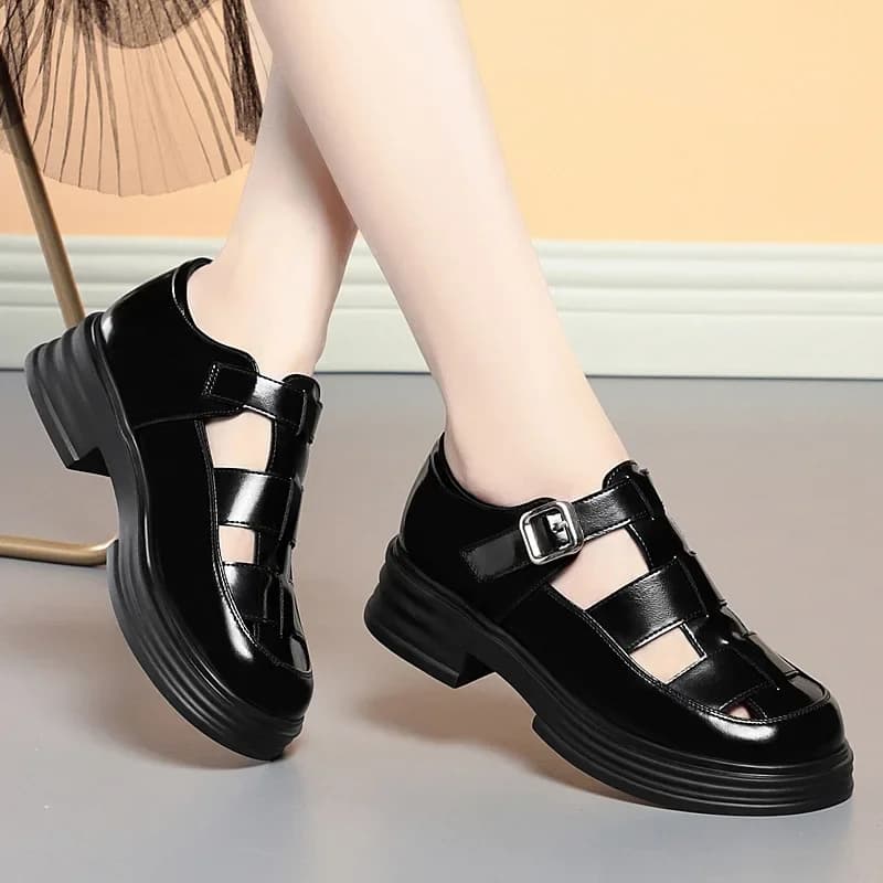 3,5 cm All Match Comode scarpe con plateau con fondo spesso Donna Estate 2025 Med Tacchi quadrati Sandali gladiatore Ufficio Spiaggia Mamma