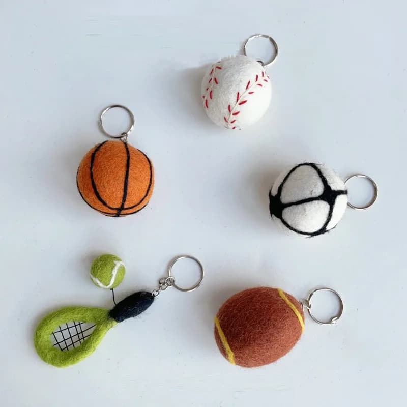 Creativity Cute Tennis Keychain Key Accessories Cartoon Ball School Bag Pendant Simple DIY Tennis Rugby As Sport Lover Favor