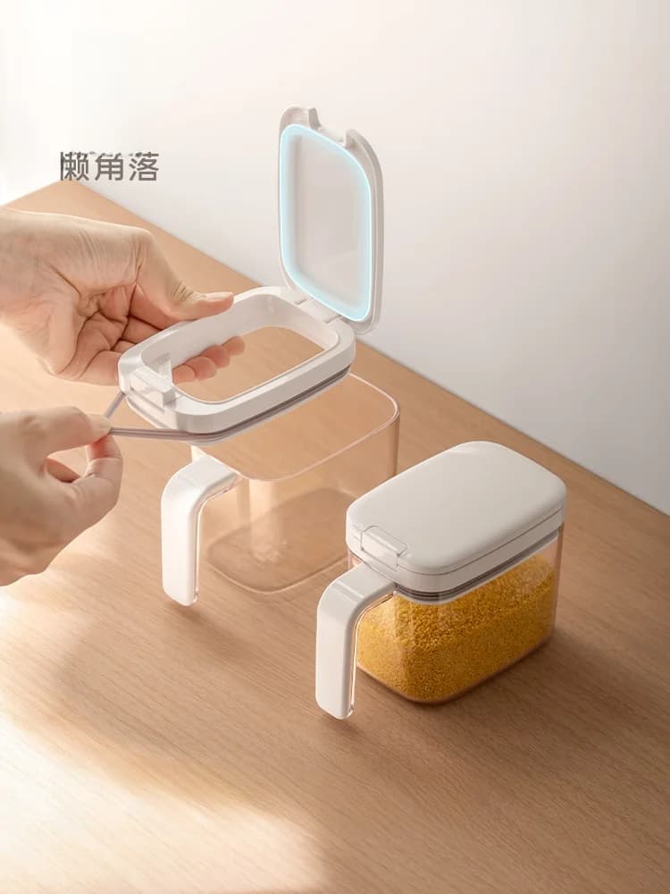 LanCorner Set Nuovo di Contenitori Quadrati in Plastica Sigillabili per Spezie, Sale, Olio e Condimenti per Cucina e Uso Domestico