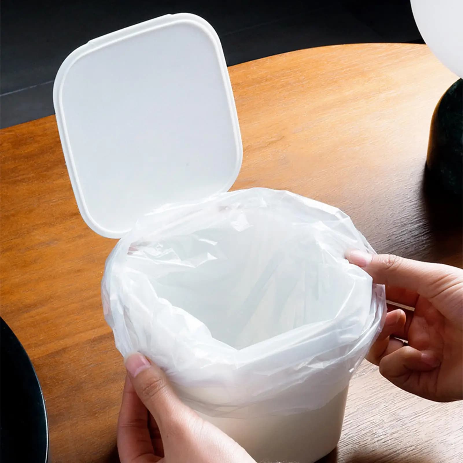 Cestino da scrivania con coperchio, contenitore per rifiuti, piccolo cestino da scrivania per casa, camera da letto, soggiorno, cucina, bancone, tavolo