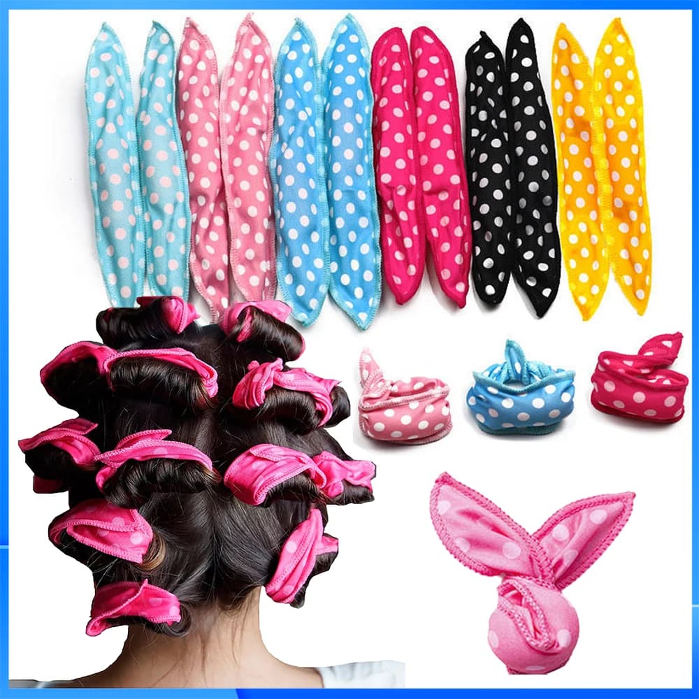 Set of 10 hair curlers, soft, flexible foam and sponge, for night use, magic DIY tools for hair styling