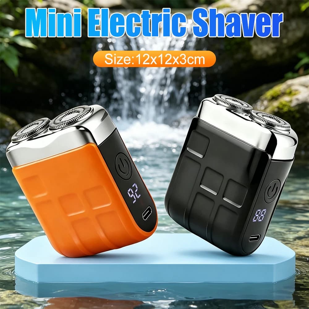 Mini Electric Razor with Intelligent LED Display, Men's Barba Trimmer, USB-C Rechargeable, Electric Razor with Blade