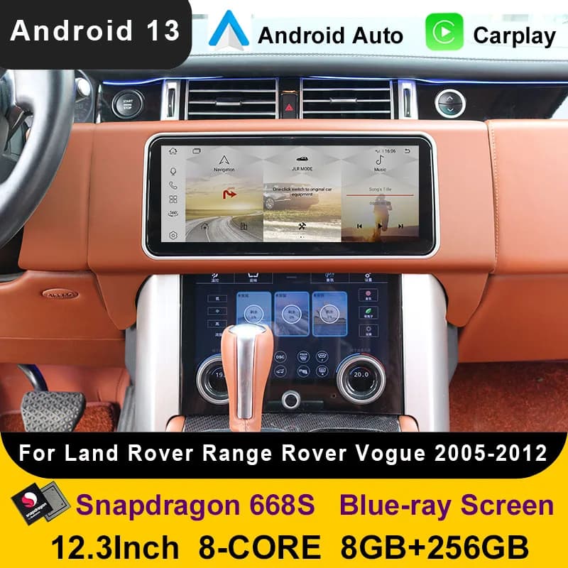 Autoradio Android 13 da 12,3 pollici 8Core 8 + 256G con GPS per Land Rover Range Rover Vogue 2005-2012 Multimedia Stereo DSP Navigazione