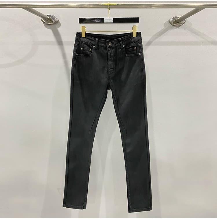 Owen Seak Men‘s Oil wax Jeans Cotton Denim Slim Autumn Hole Pencil Trousers Designer luxury Pants