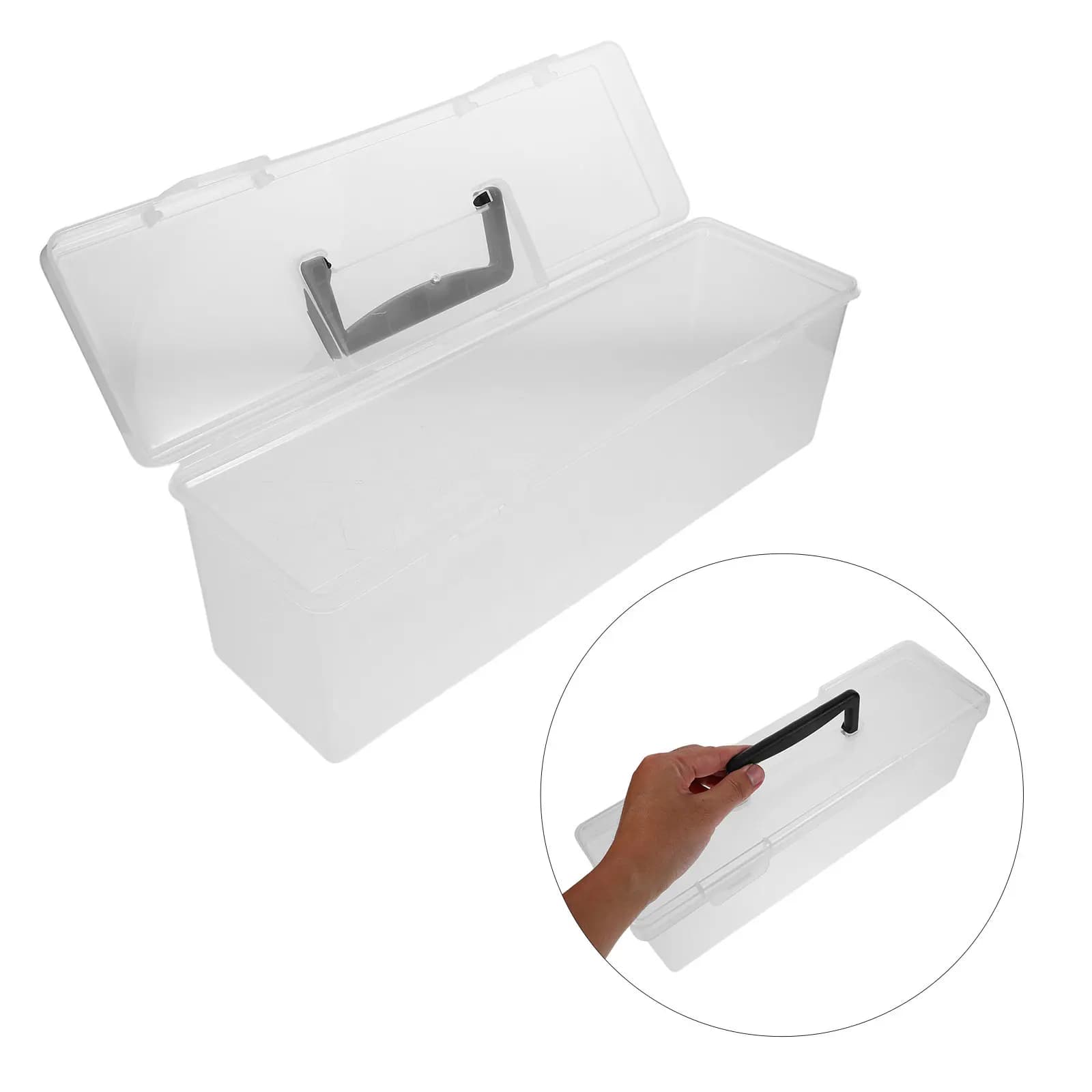 Scatola portaoggetti spaziosa in plastica trasparente con coperchio e maniglia rinforzata, multiuso per dispensa, cucina, ufficio